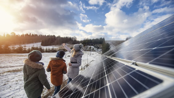 solar panels in winter